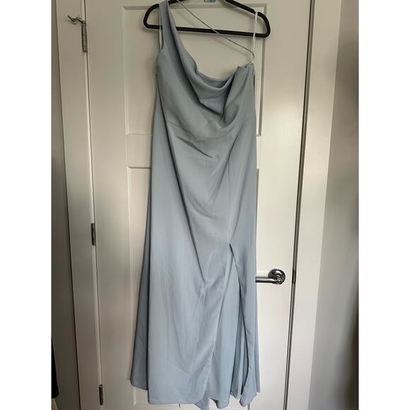 After Six ONE-SHOULDER DRAPED COWL-NECK MAXI DRESS MIST Size 2 NEW! - Picture 2 of 2